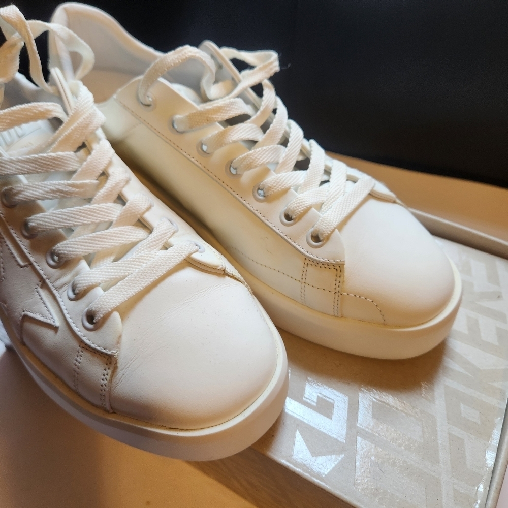 Golden Goose optic white sneakers size 40 BNWB some yellowing of leather - Picture 3 of 13